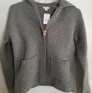 CREWCUTS Heather Grey Hooded Wool Cardigan